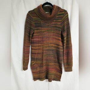 Multicolor Knit Cowl Neck Sweater